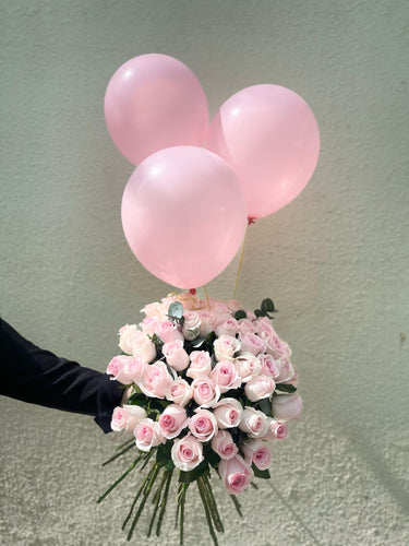 Luxurious Pink Rose & Balloon Set